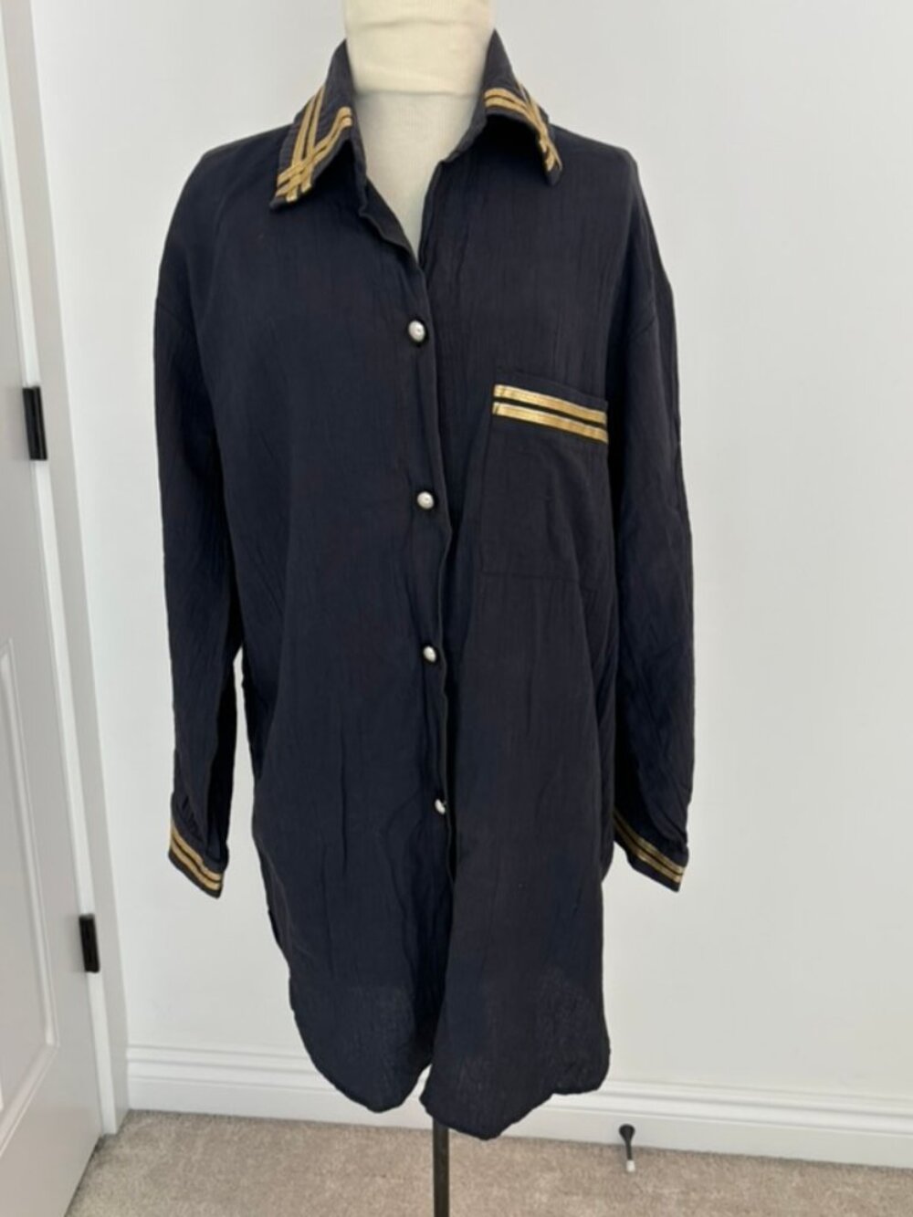 Vintage Laura Kidd USA Navy blue lightweight gauze Swim cover